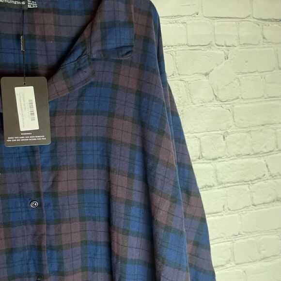 Prettylittlething Plus Purple Oversized Check Shirt Dress Size 20 - Picture 7 of 12